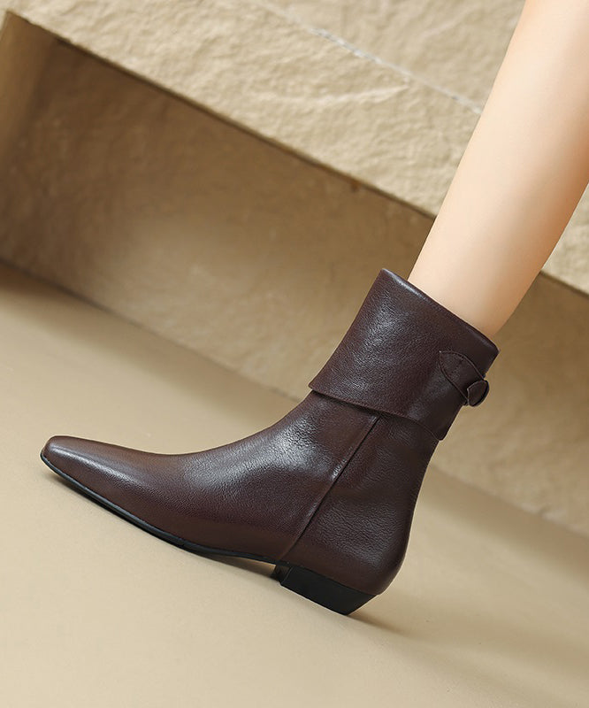 Boutique Brown Sheepskin Splicing Comfy Boots