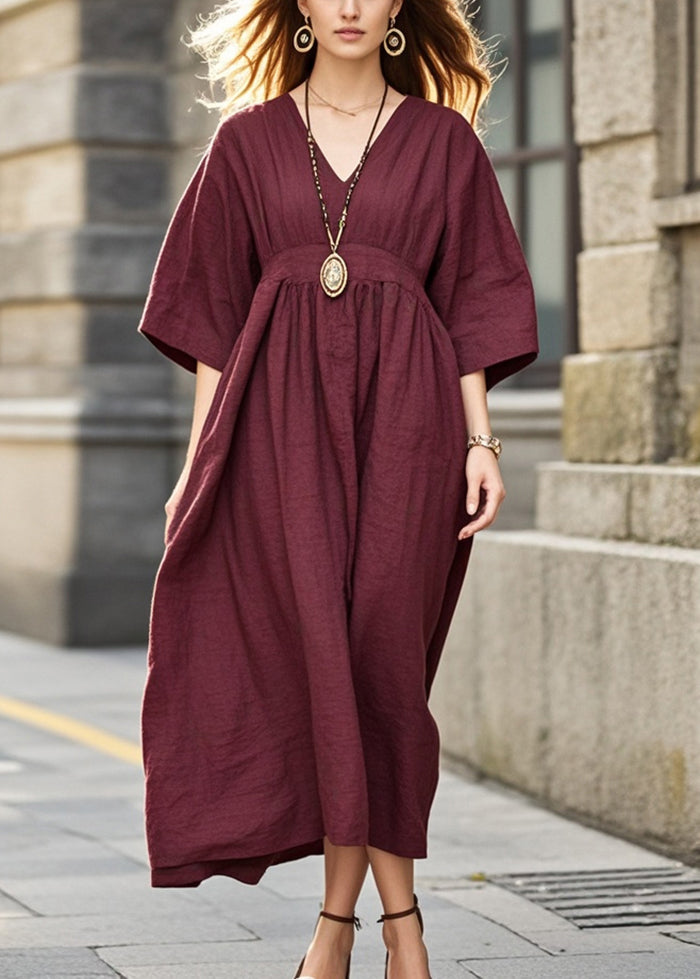 Boutique Mulberry Oversized Cotton Maxi Dresses Bracelet Sleeve