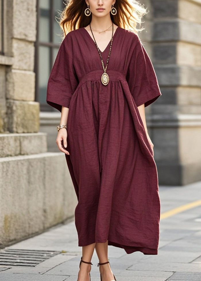 Boutique Mulberry Oversized Cotton Maxi Dresses Bracelet Sleeve