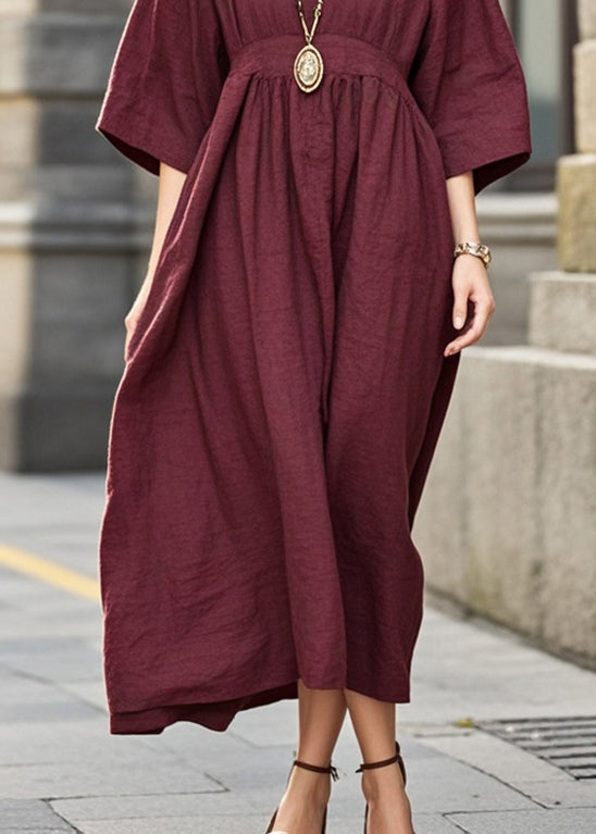 Boutique Mulberry Oversized Cotton Maxi Dresses Bracelet Sleeve