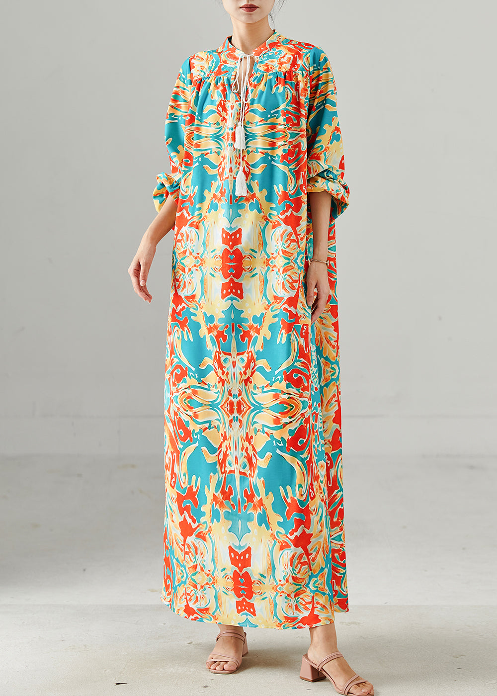 Boutique Oversized Print Chiffon Vacation Dresses Fall