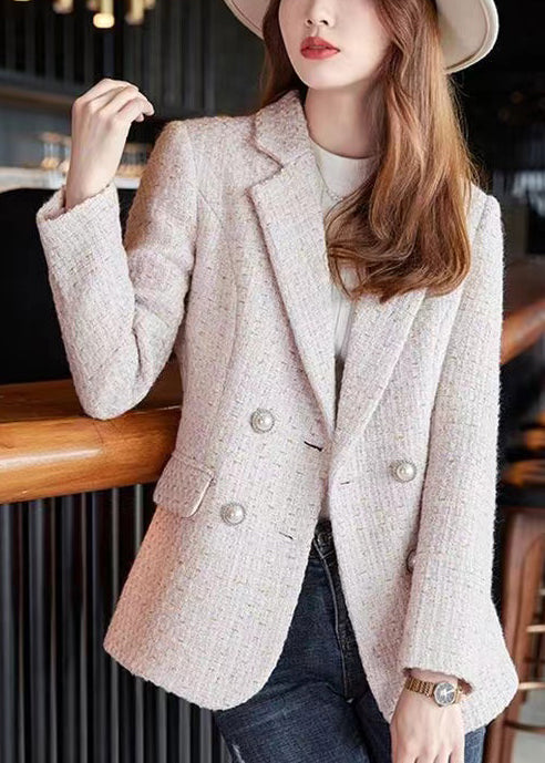 Boutique Pink Notched Woolen Coat Outwear Spring