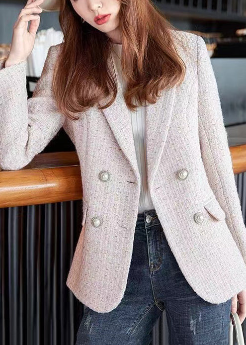 Boutique Pink Notched Woolen Coat Outwear Spring