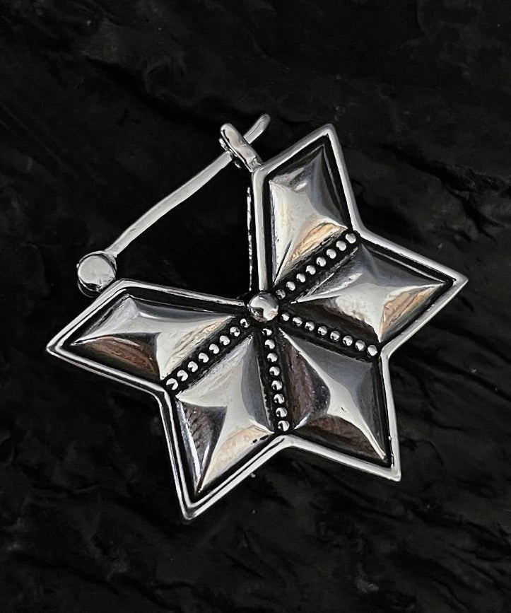 Boutique Silk Sterling Silver Six Pointed Star Stud Earrings