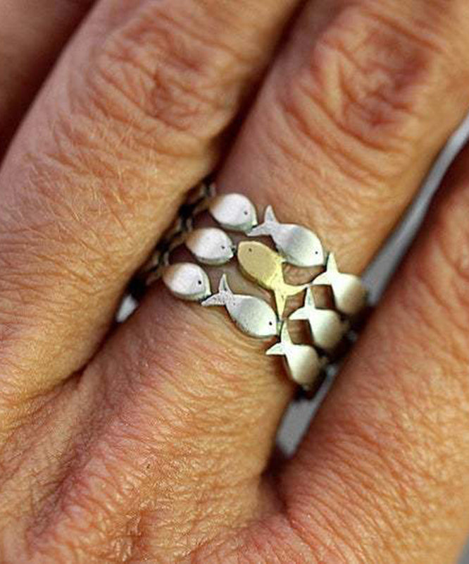 Boutique Yellow Sterling Silver Little Fish Rings