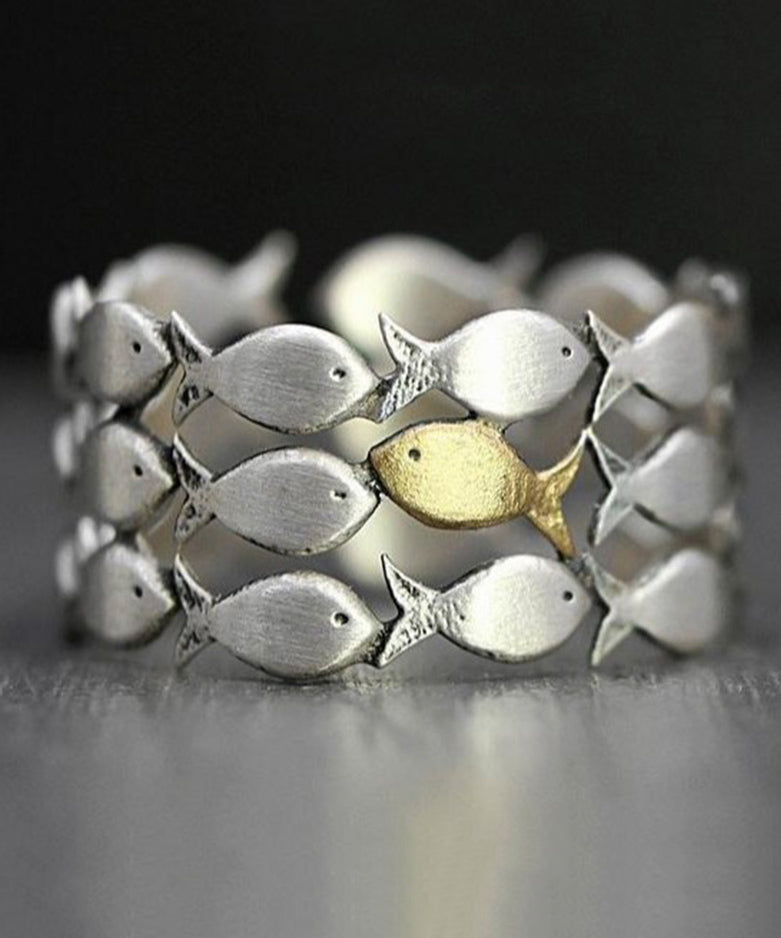 Boutique Yellow Sterling Silver Little Fish Rings