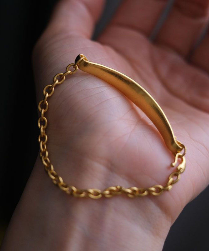 Brief Gold Sterling Silver Overgild Chain Thick Bangle