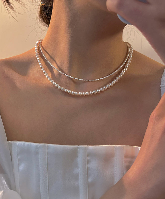 Brief White Sterling Silver Pearl Princess Necklace