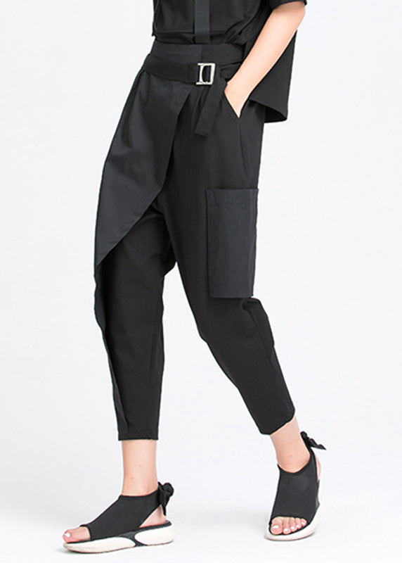 Casual Black Patchwork Harem Pants Spring