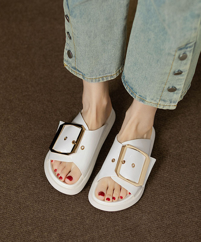 Casual Comfy Black Splicing Platform Slide Sandals