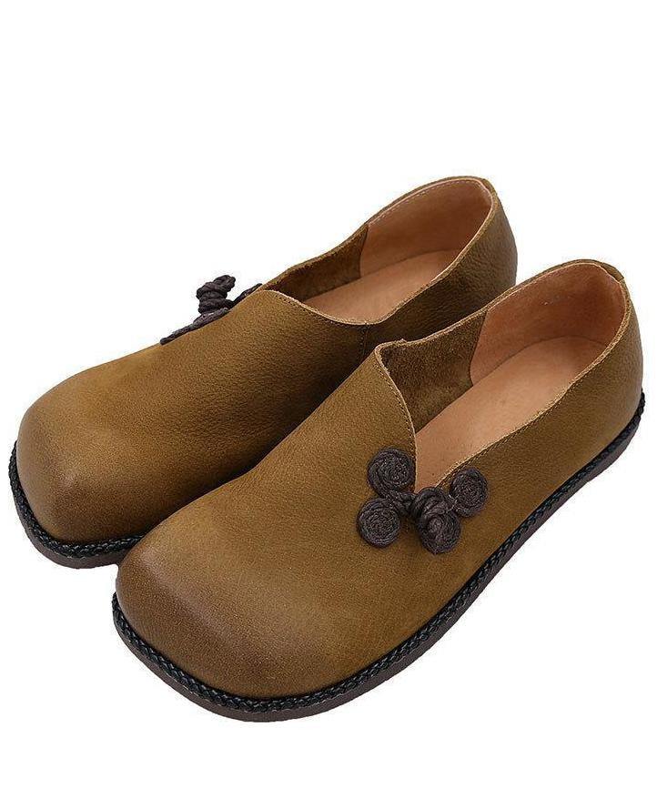 Casual Flat Shoes Yellow Faux Leather Loafer Shoes