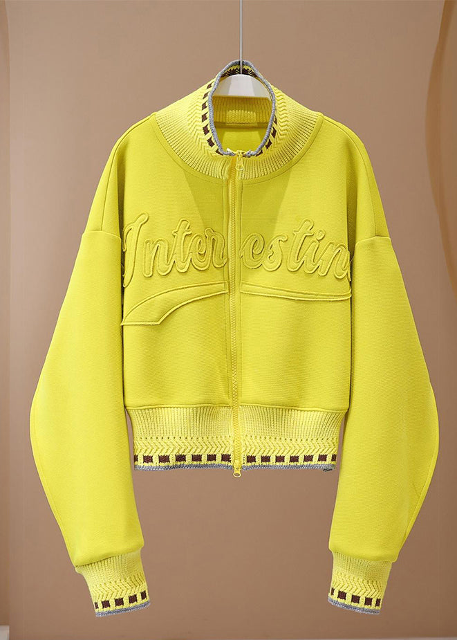 Casual Fluorescent Yellow Jacquard Cotton Jackets Spring