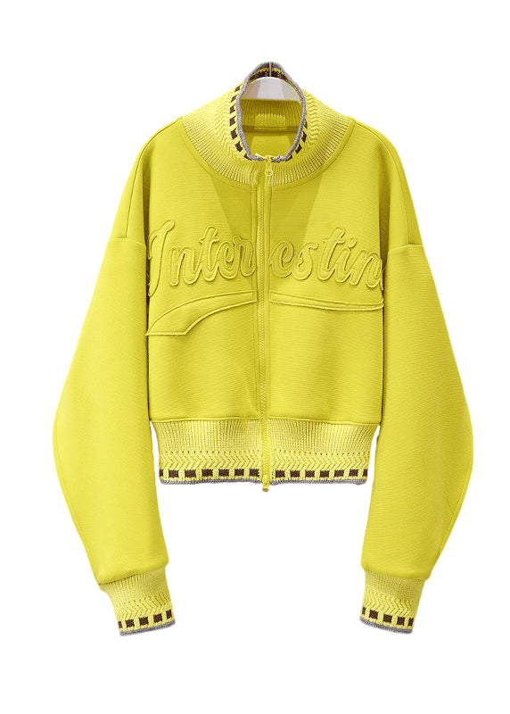 Casual Fluorescent Yellow Jacquard Cotton Jackets Spring