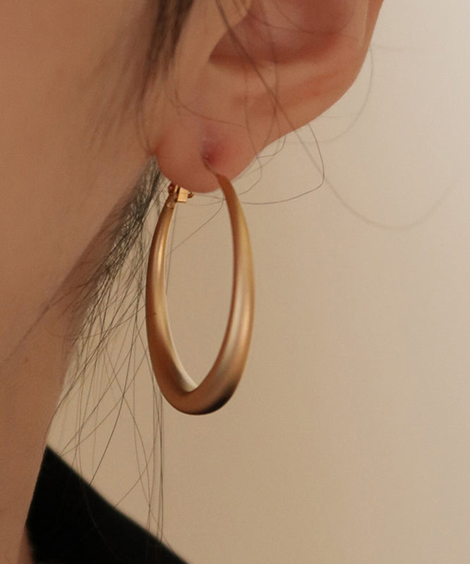 Casual Gold Copper Overgild Round Hoop Earrings