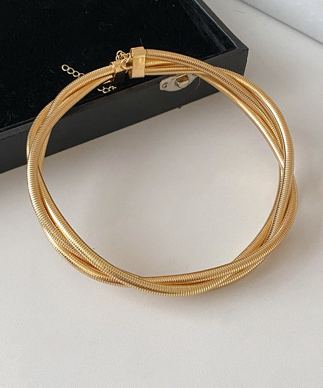 Casual Gold Metal Alloy Layered Choker