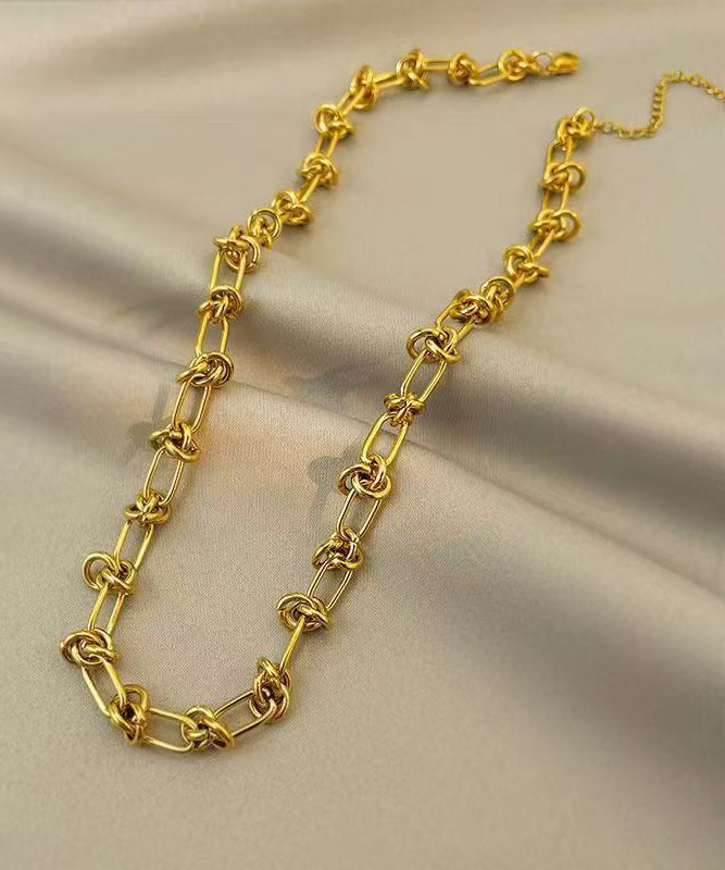 Casual Gold Stainless Steel Alloy Chain Lariat Necklace