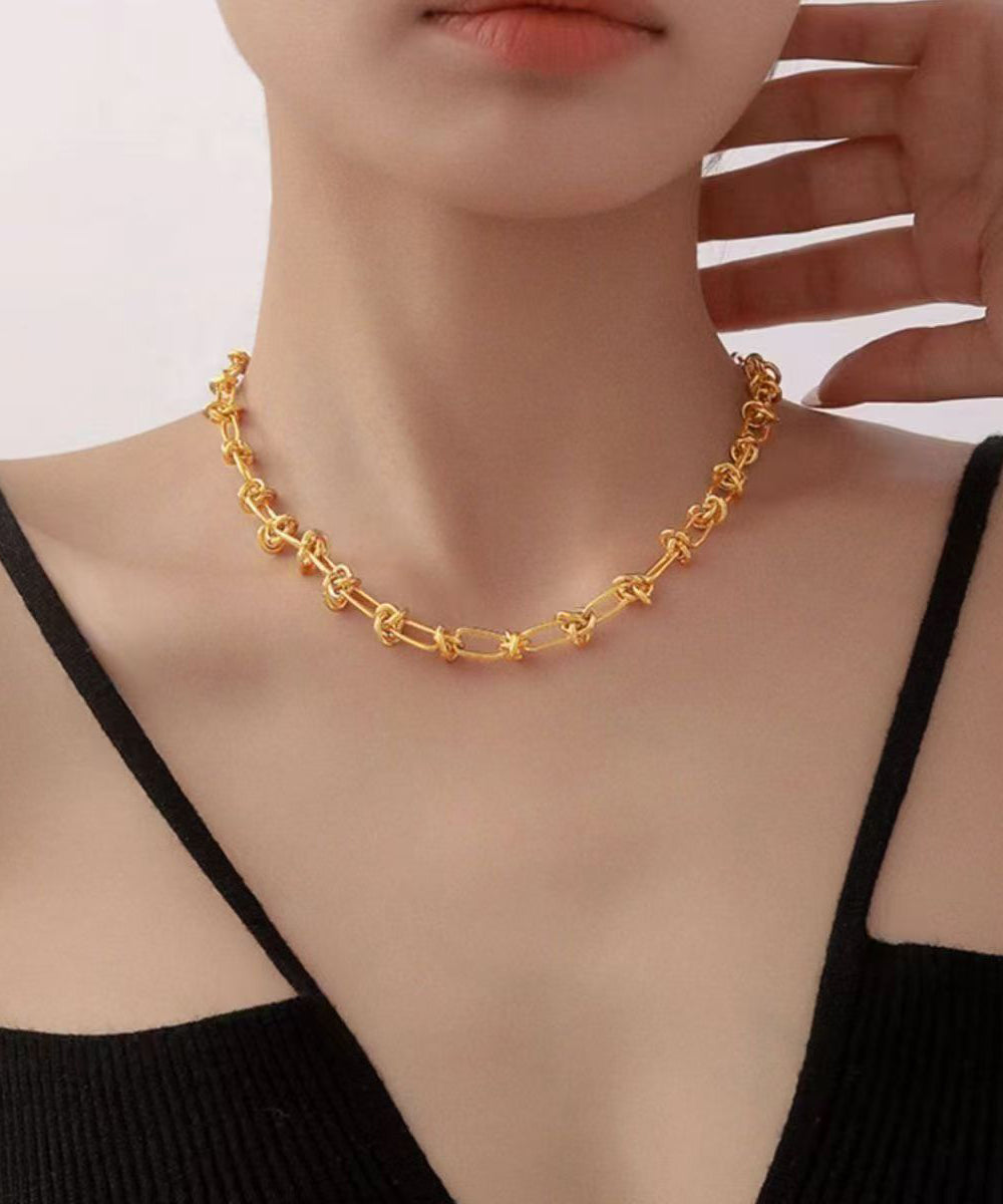 Casual Gold Stainless Steel Alloy Chain Lariat Necklace