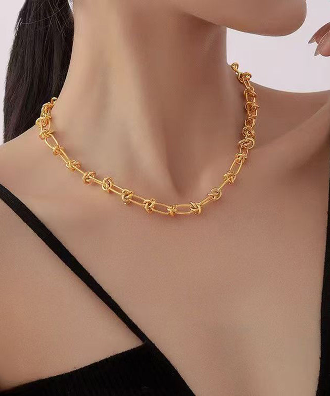 Casual Gold Stainless Steel Alloy Chain Lariat Necklace