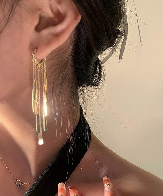 Casual Gold Sterling Silver Alloy Tassel Drop Earrings