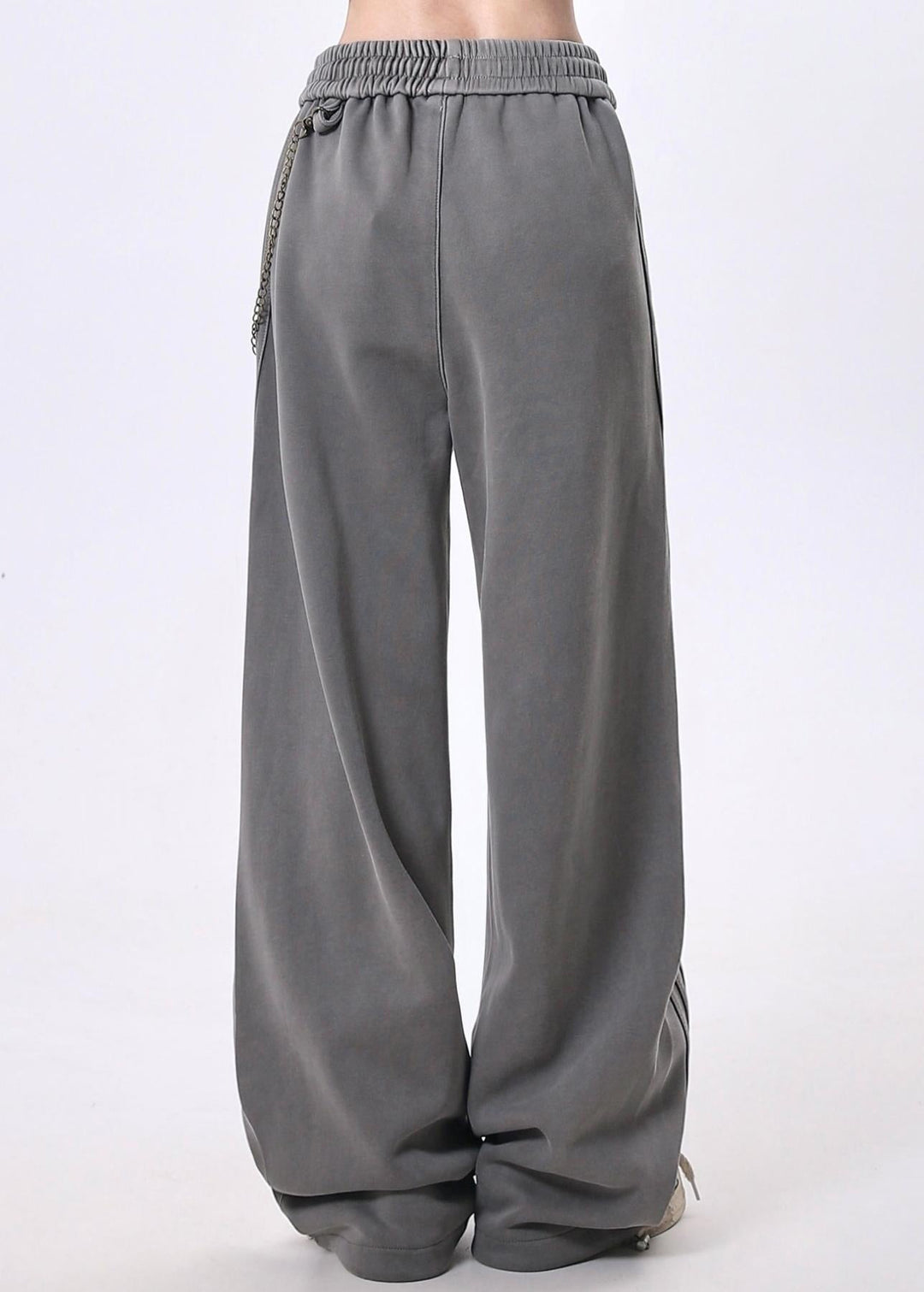 Casual Grey Pockets Patchwork Elastic Waist Cotton Pants Spring