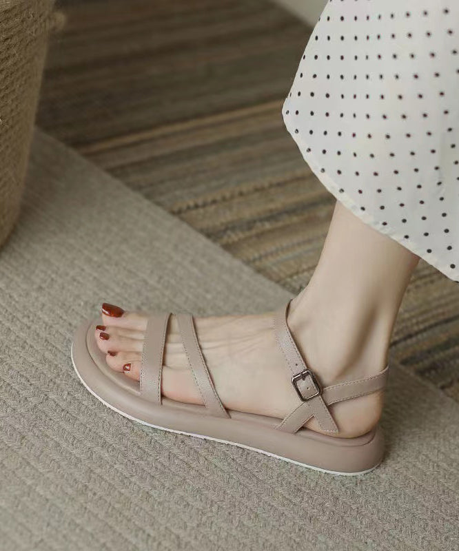 Casual Khaki Buckle Strap Splicing Water Sandals Peep Toe