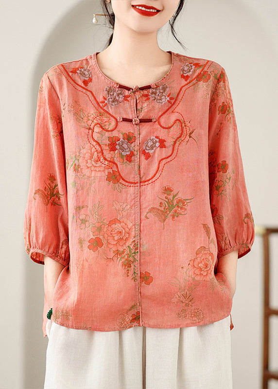 Casual Orange Patchwork Low High Design Shirt Summer