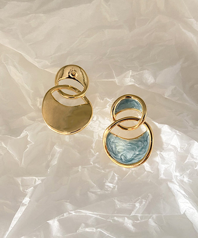 Chic Blue Copper Overgild Hoop Earrings