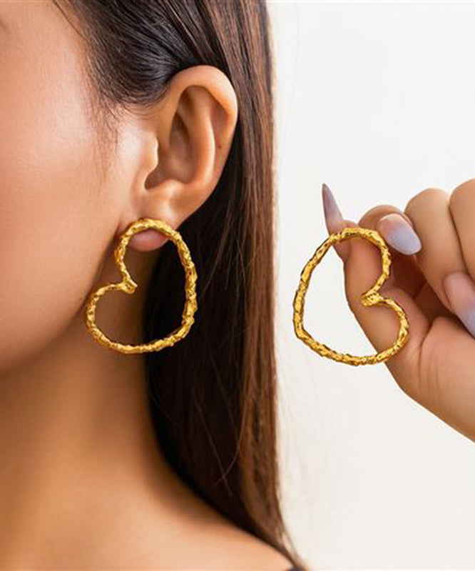 Chic Gold Metal Alloy Love Hoop Earrings