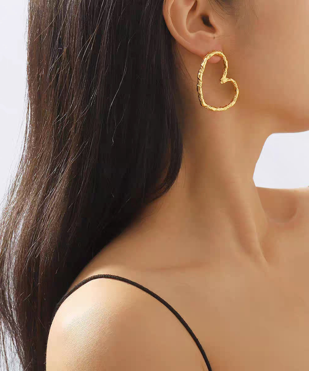 Chic Gold Metal Alloy Love Hoop Earrings