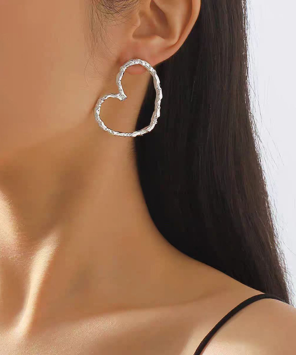 Chic Gold Metal Alloy Love Hoop Earrings