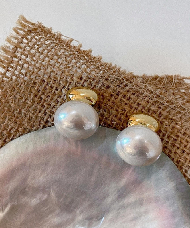 Chic Silk Copper Alloy Pearl Stud Earrings