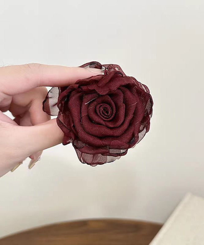 Chinese Style Coffee Tulle Rose Hairpin