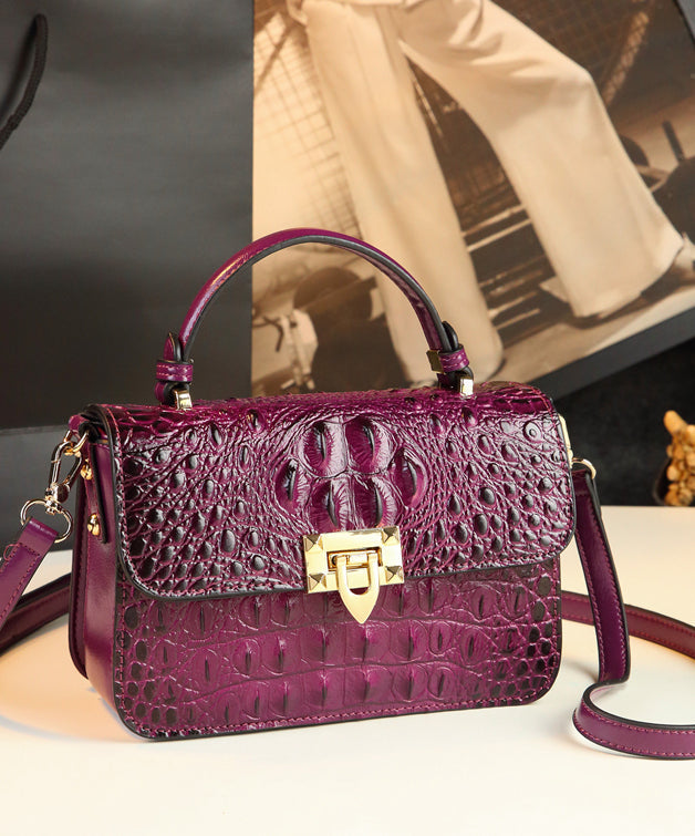 Classy Alligator Pattern Faux Leather Satchel Handbag