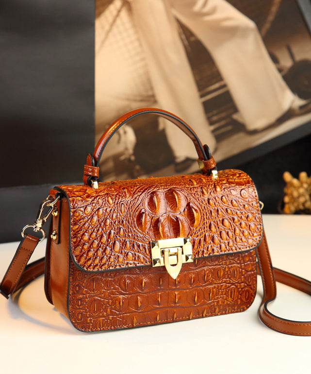 Classy Alligator Pattern Faux Leather Satchel Handbag