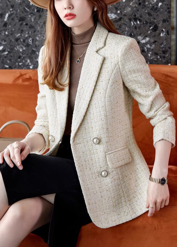 Classy Apricot Double Breast Woolen Coat Spring