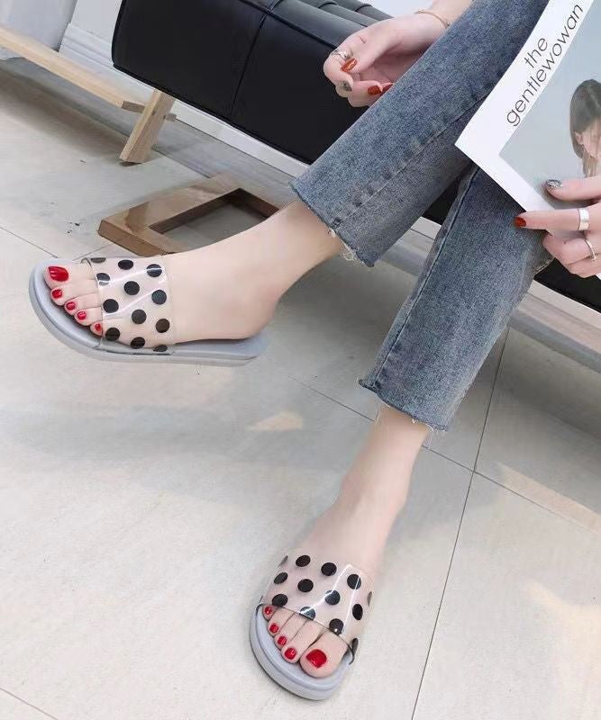 Comfortable Black Splicing Slippers Shoes Peep Toe