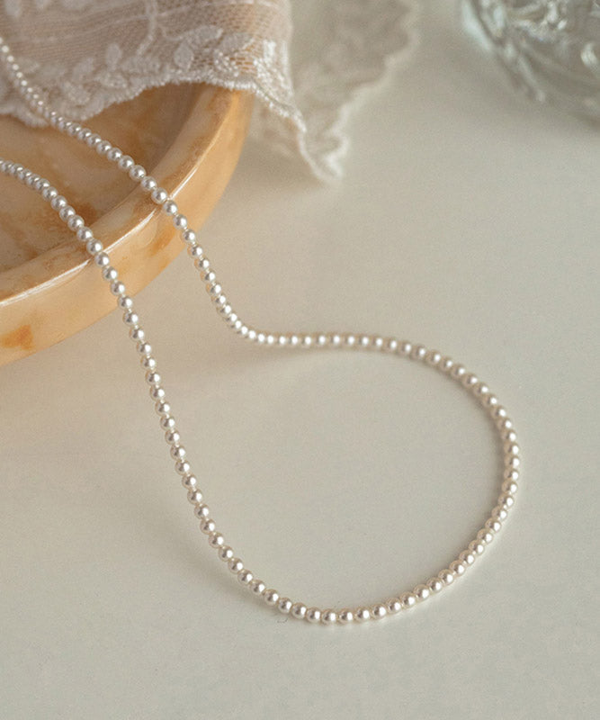 Cute White Alloy Pearl Beadi Gratuated Bead Necklace