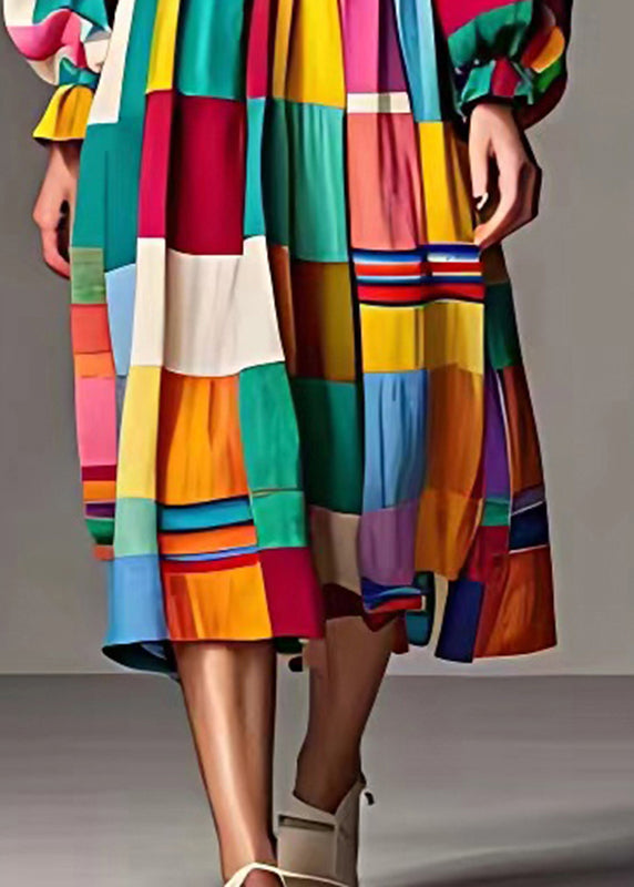 DIY Rainbow Cinched Striped Cotton Dress Fall