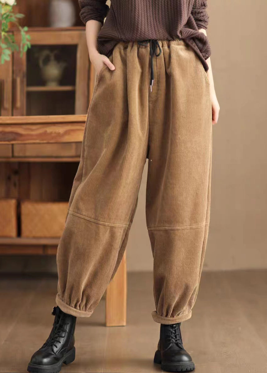 DIY Yellow Oversized Warm Fleece Pants Trousers Spring