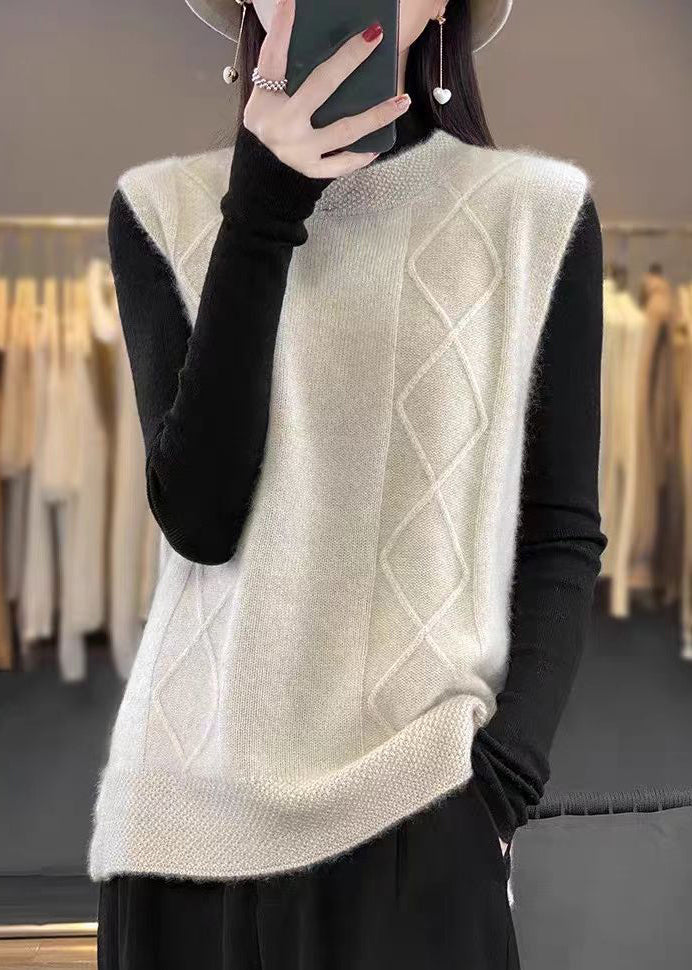 Elegant Beige O-Neck Cozy Knit Vest Sleeveless