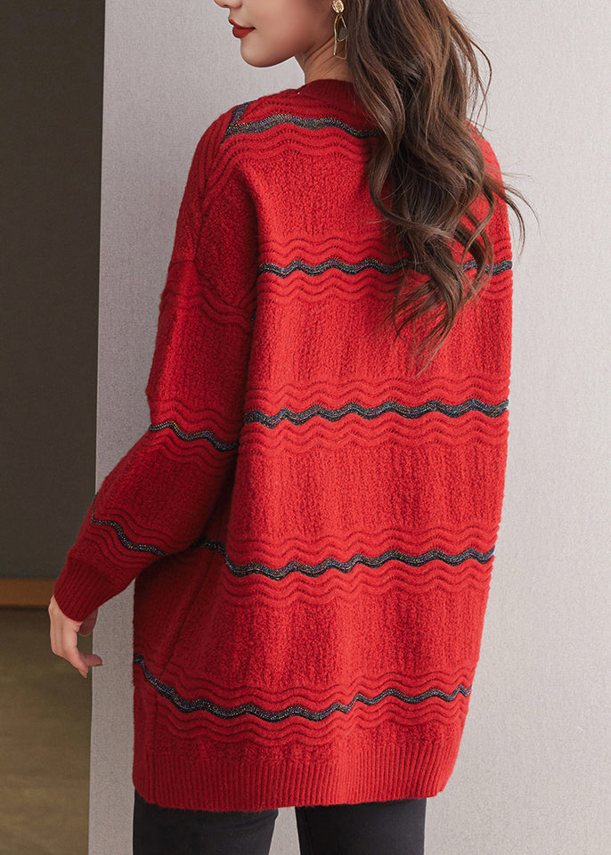 Elegant Coffee O Neck Woolen Mid Sweater Spring