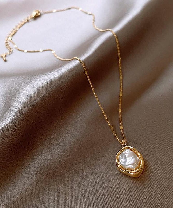 Elegant Gold 14K Gold Alloy Pearlendant Necklace