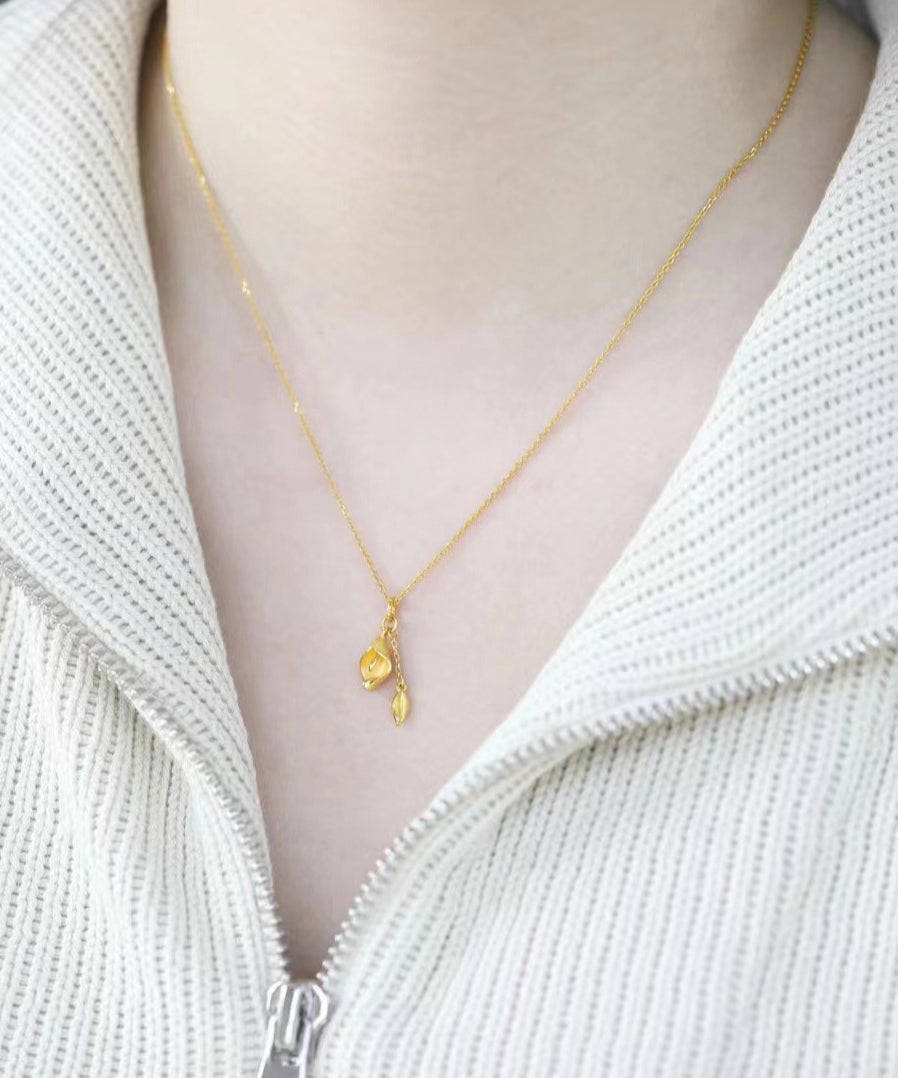 Elegant Gold Sterling Silver Overgild Lo Pendant Necklace