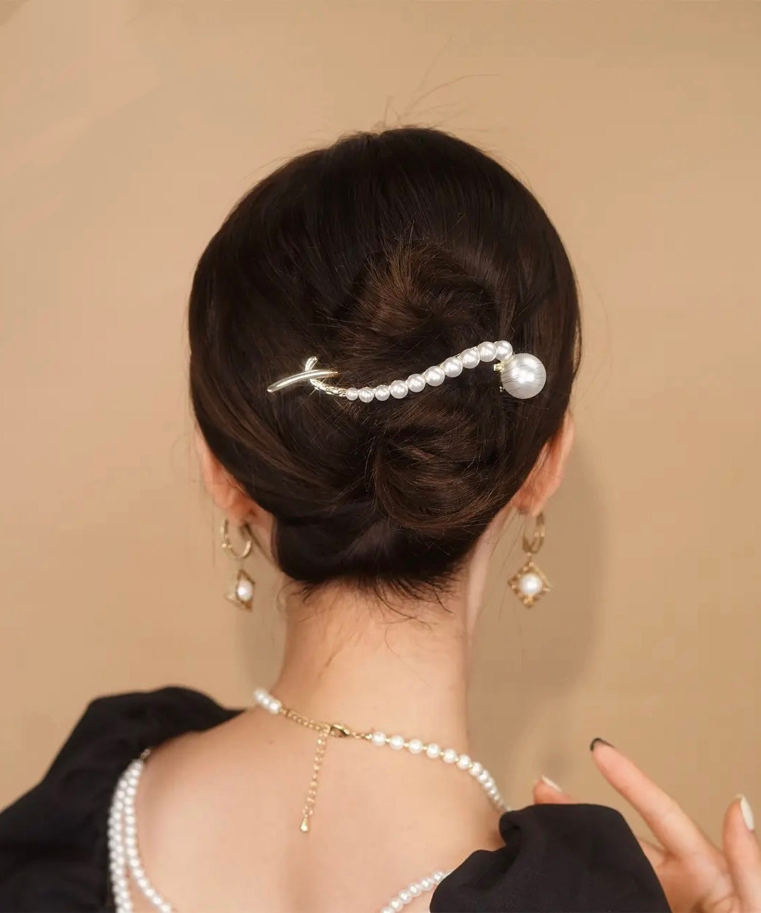 Elegant White Alloy Pearl Zircon Fish Tail Clip Hairpin