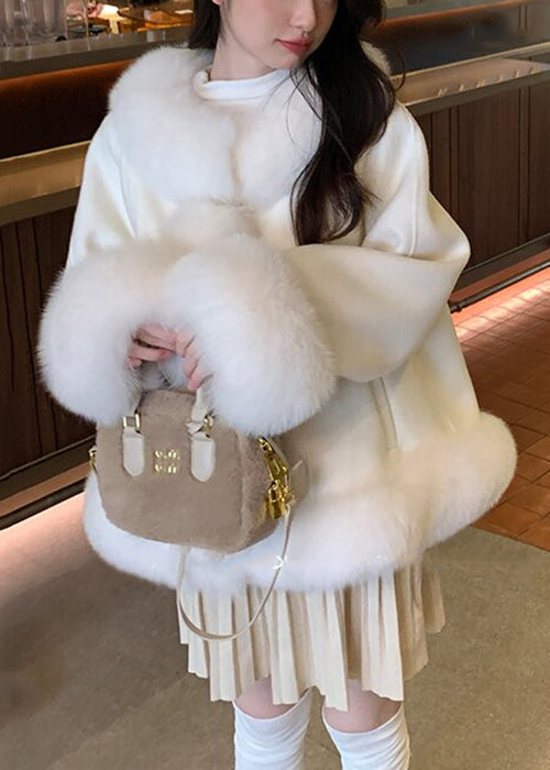 Elegant White Fur Collar Patchwork Duck Down Coats Winter