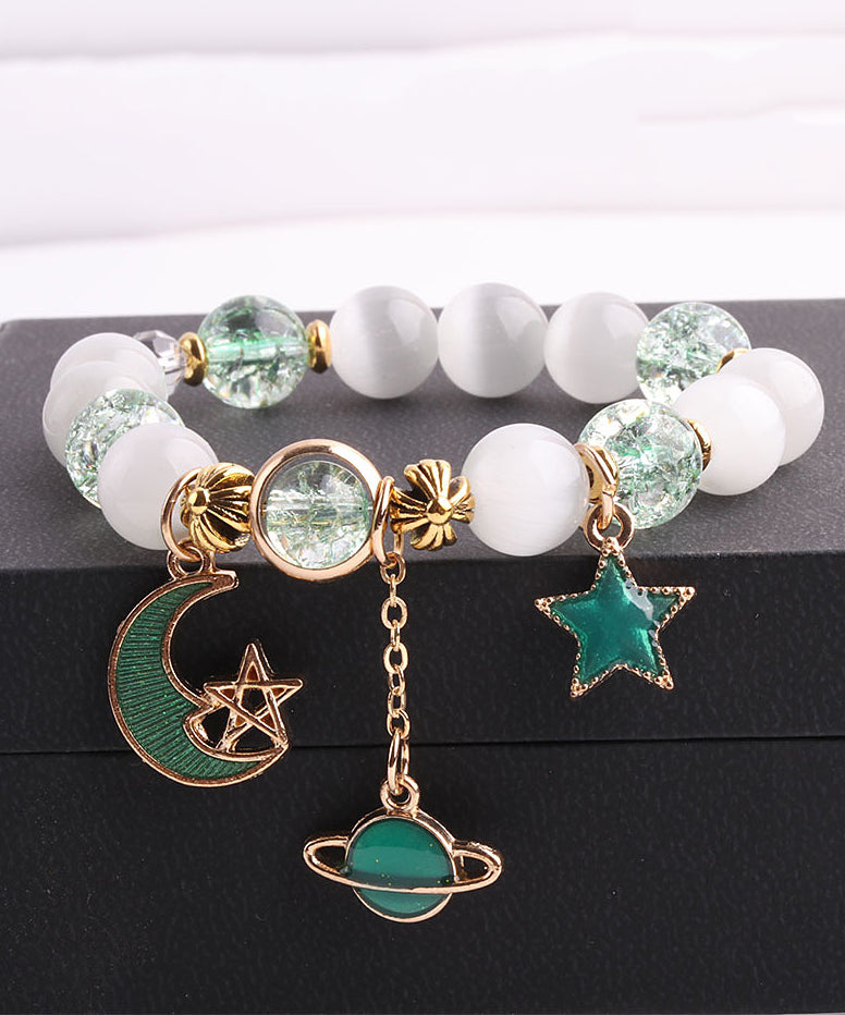 Fashion Purple Copper Alloy Crystal Coloured Glaze Star Moon Charm Bracelet