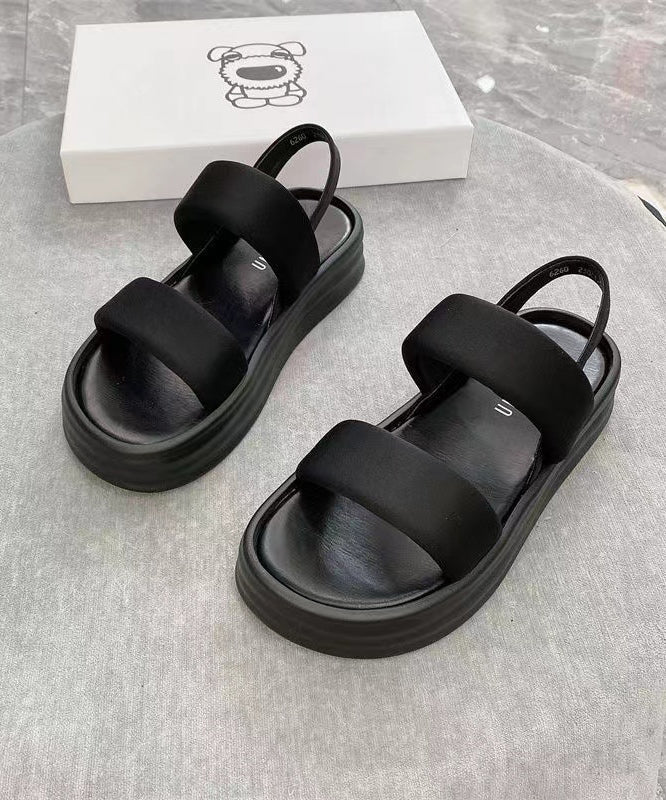 Faux Leather Comfortable Splicing Black Sandals Peep Toe