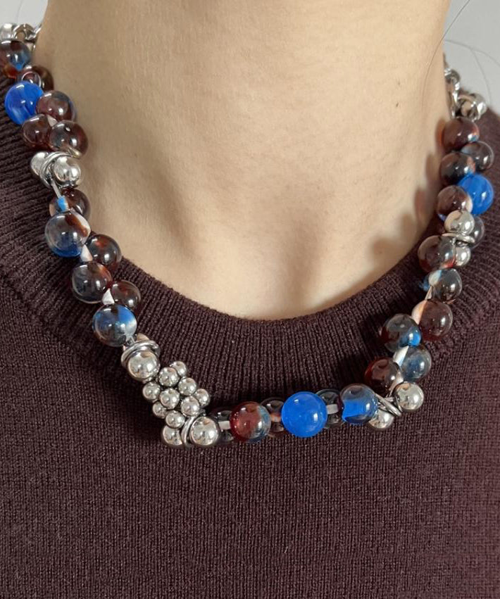 Fine Blue Stainless Steel Acrylic Collar Necklace