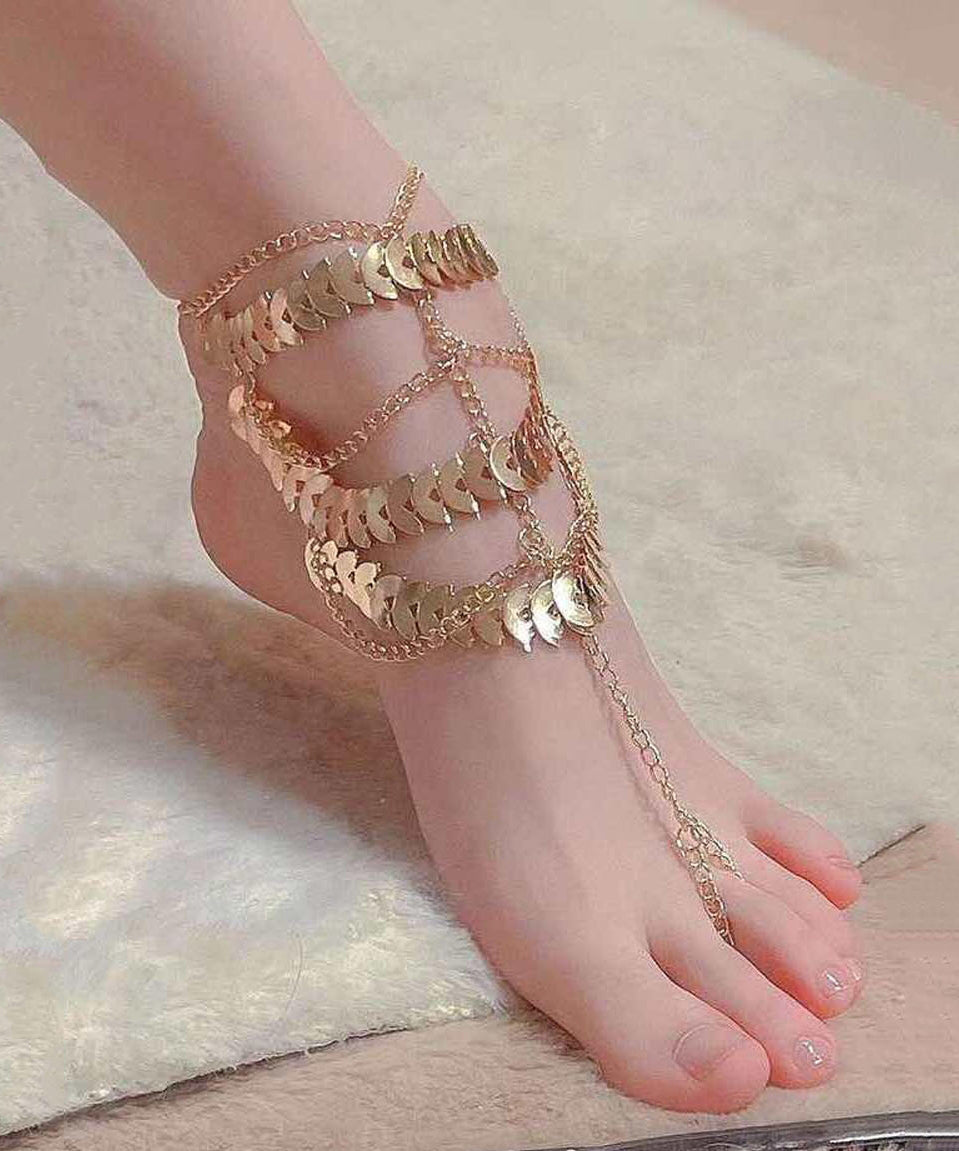 Fine Gold Sterling Silver Overgild Tassel Anklets