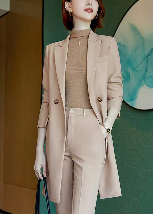 Fine Khaki Double Breast Spandex Trench Coats Spring